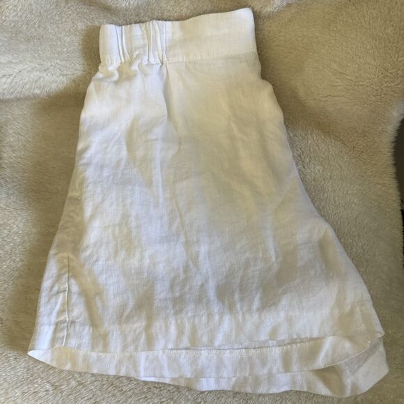 White Linen Short Women's Size S High Waist Pockets Size Small Flat Front - Picture 4 of 6